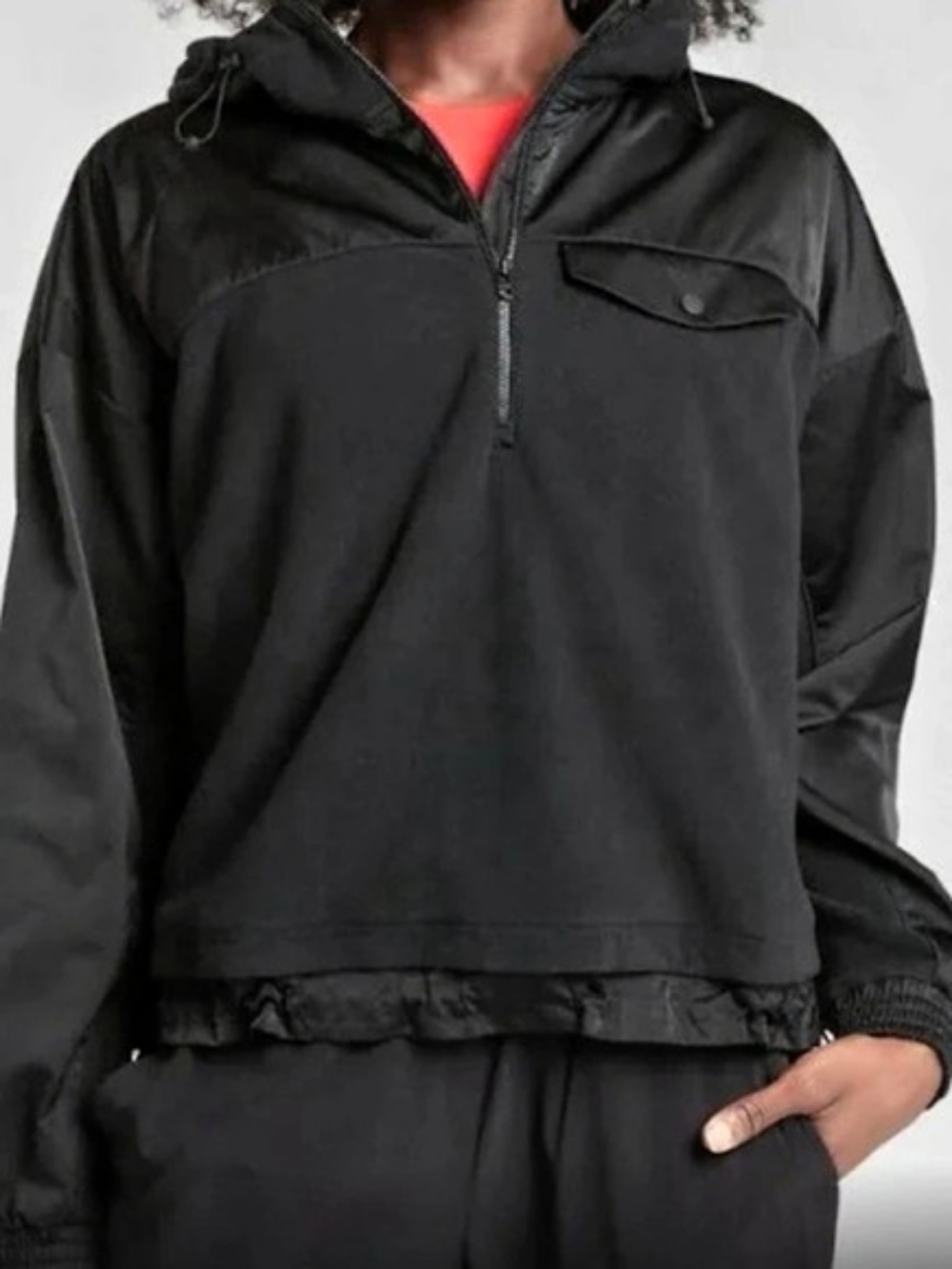 Athleta Summit Half Zip Hoodie Black Size Small